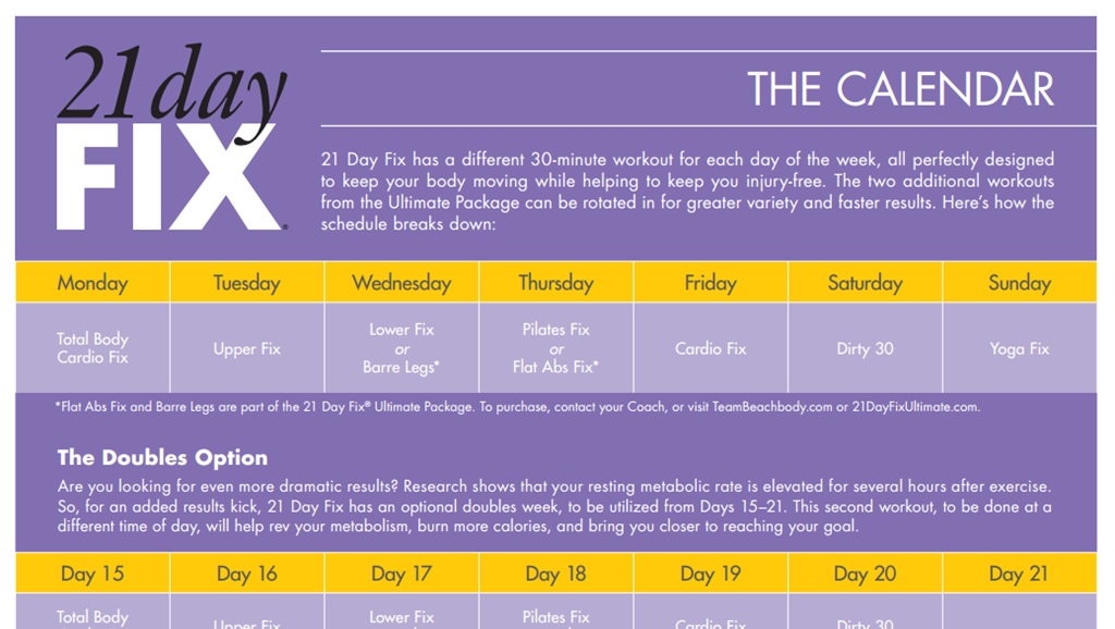 21 day fix t25 workout schedule